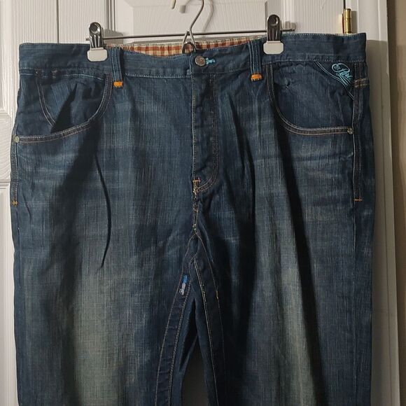 Parish button fly Health Wealth Wisdom distressed jeans  Sz 42  NWOT - Picture 3 of 14